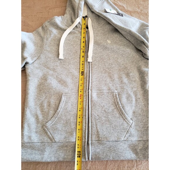 US Polo Assn Hoodie Jacket Womens L Gray Sherpa lined Full Zip Logo Cozy NWT - Picture 15 of 16